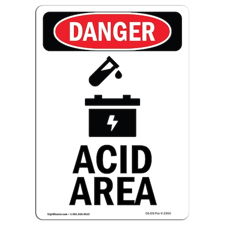 Signmission Safety Sign, OSHA Danger, 24" Height, Rigid Plastic, Portrait, P-1824-V-1990 OS-DS-P-1824-V-1990